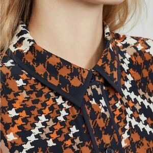 Equipment Silk Multicolor Houndstooth Shirt